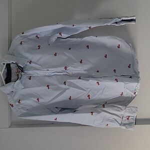 H&M pinstriped firetruck dress shirt